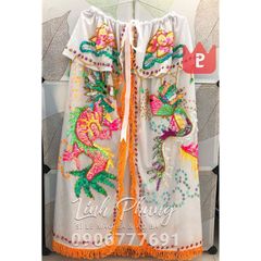 Áo choàng cho tượng ông - vải nhung kết 2 rồng (20cm - 1m6) - Mã: C2R