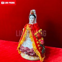 Áo choàng Quan Âm vải nhung đính cườm sen trúc (20cm) - Mã: QAK20 Decor Decor Phòng Trang Trí Nhà