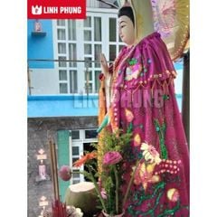 Áo choàng Quan Âm vải nhung trắng Decor Decor Phòng Trang Trí Nhà Đồng