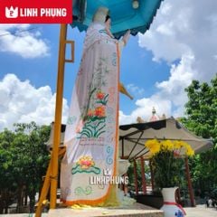 Áo choàng Quan Âm Chứa Chan Gia Lào (Vải nhung kết sen trúc) - QAK