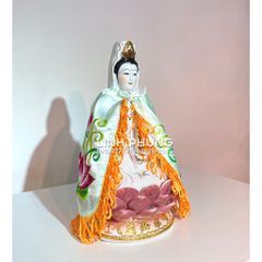 Áo choàng Quan Âm vải phi thêu sen trúc (20cm) - Mã: QAT