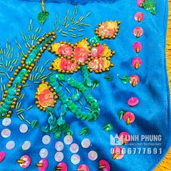 Áo choàng Quan Âm vải nhung kết sen trúc - Size tượng: 30cm - 60cm, Mã: QAK