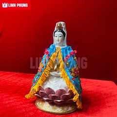 Áo choàng Quan Âm vải nhung đính cườm sen trúc (20cm) - Mã: QAK20 Decor Decor Phòng Trang Trí Nhà