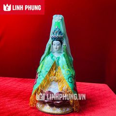Combo áo thêu + mão Quan Âm hột (size tượng 20cm, 30cm, 40cm) - Mã: QAH, QAT