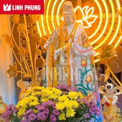 Áo choàng Quan Âm vải nhung trắng Decor Decor Phòng Trang Trí Nhà Đồng