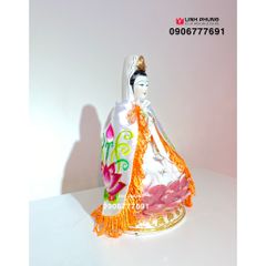 Áo choàng Quan Âm vải phi thêu sen trúc (20cm) - Mã: QAT