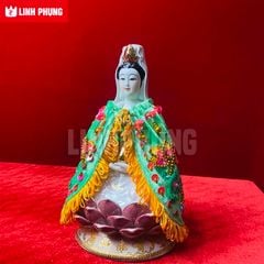 Áo choàng Quan Âm vải nhung đính cườm sen trúc (20cm) - Mã: QAK20 Decor Decor Phòng Trang Trí Nhà