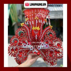 Combo áo mão bà Chúa Xứ tượng ngồi cao 1m vòng mão 60cm (vàng, đỏ) (Mã: CRP BTM)