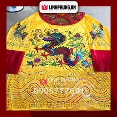 Áo Bà Châu Đốc An Giang - Áo mặc rồng chìm kết hạt kim sa (Đỏ, Vàng) - Mã: MCCDKS