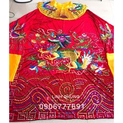 Áo Bà Châu Đốc An Giang - Áo mặc rồng chìm kết hạt kim sa (Đỏ, Vàng) - Mã: MCCDKS