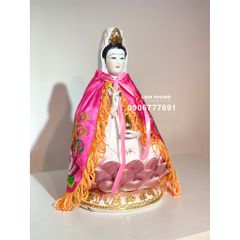 Áo choàng Quan Âm vải phi thêu sen trúc (20cm) - Mã: QAT