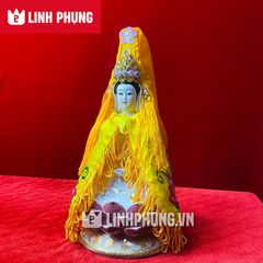 Combo áo thêu + mão Quan Âm hột (size tượng 20cm, 30cm, 40cm) - Mã: QAH, QAT