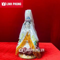 Combo áo thêu + mão Quan Âm hột (size tượng 20cm, 30cm, 40cm) - Mã: QAH, QAT