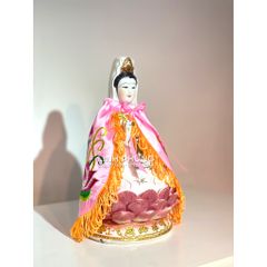 Áo choàng Quan Âm vải phi thêu sen trúc (20cm) - Mã: QAT
