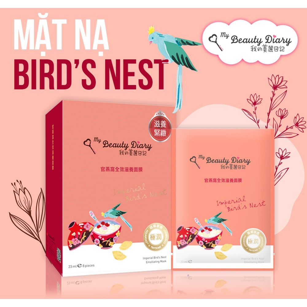  [ My Beauty Diary ] Hộp 8 miếng mặt nạ sáng mịn và dưỡng ẩm Imperial Birds Nest Emolliating Mask nhập khẩu chính hãng Đài Loan 23ml/miếng 