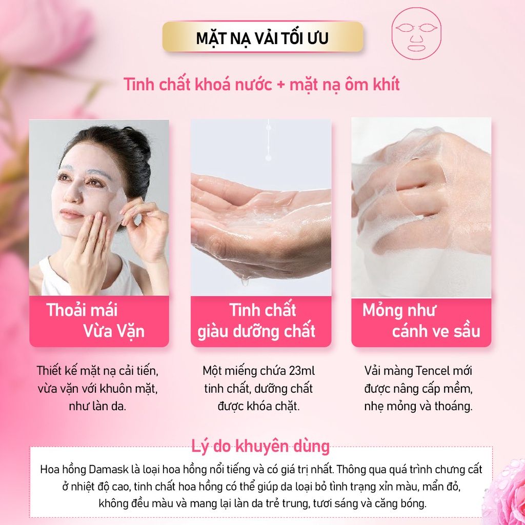  [ My Beauty Diary ] Hộp 8 miếng mặt nạ dưỡng ẩm và trắng sáng da Damask Rose Mask nhập khẩu chính hãng Đài Loan 23ml/miếng 