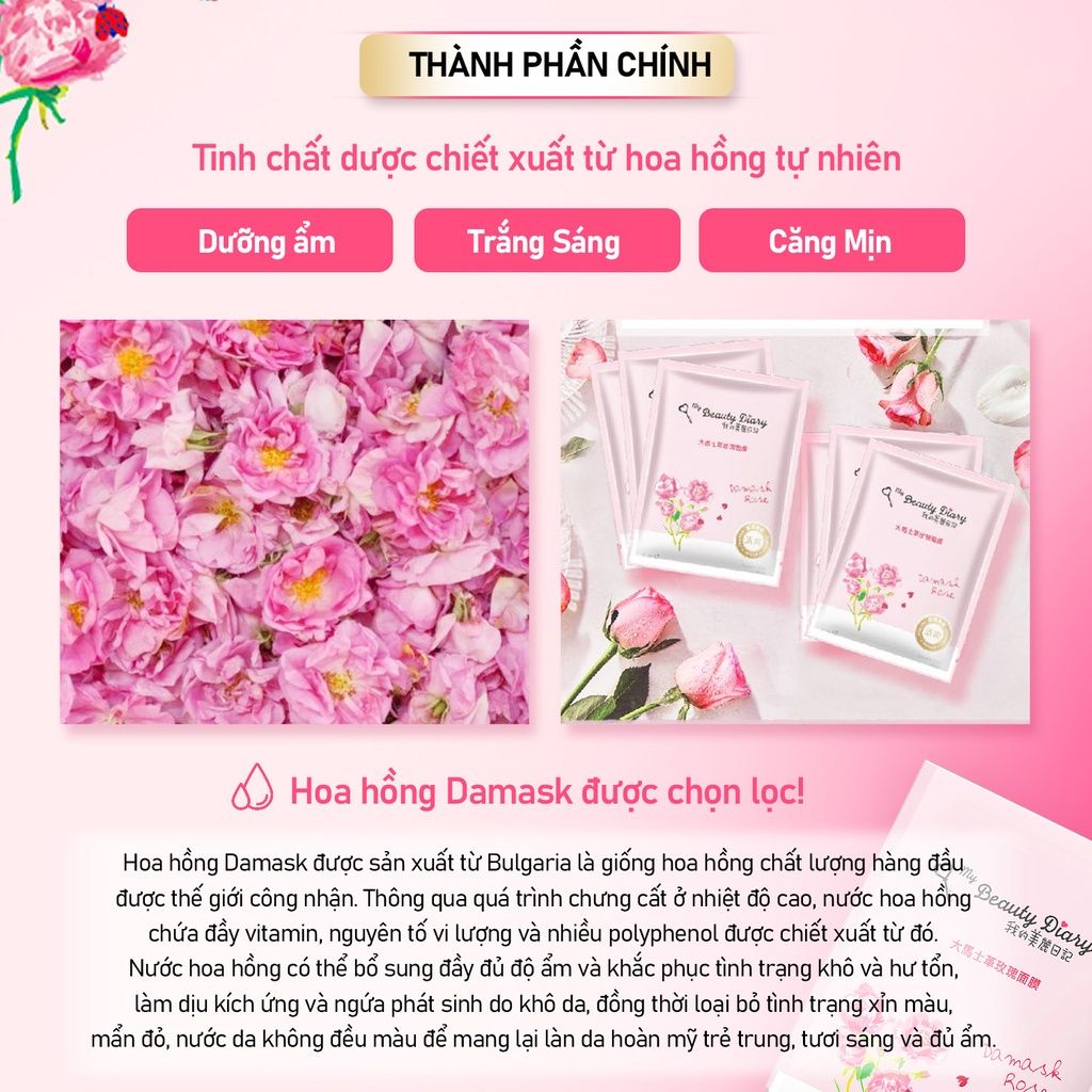  Hộp 8 miếng mặt nạ Hoa Hồng My Beauty Diary chính hãng Đài Loan 23ml/miếng 