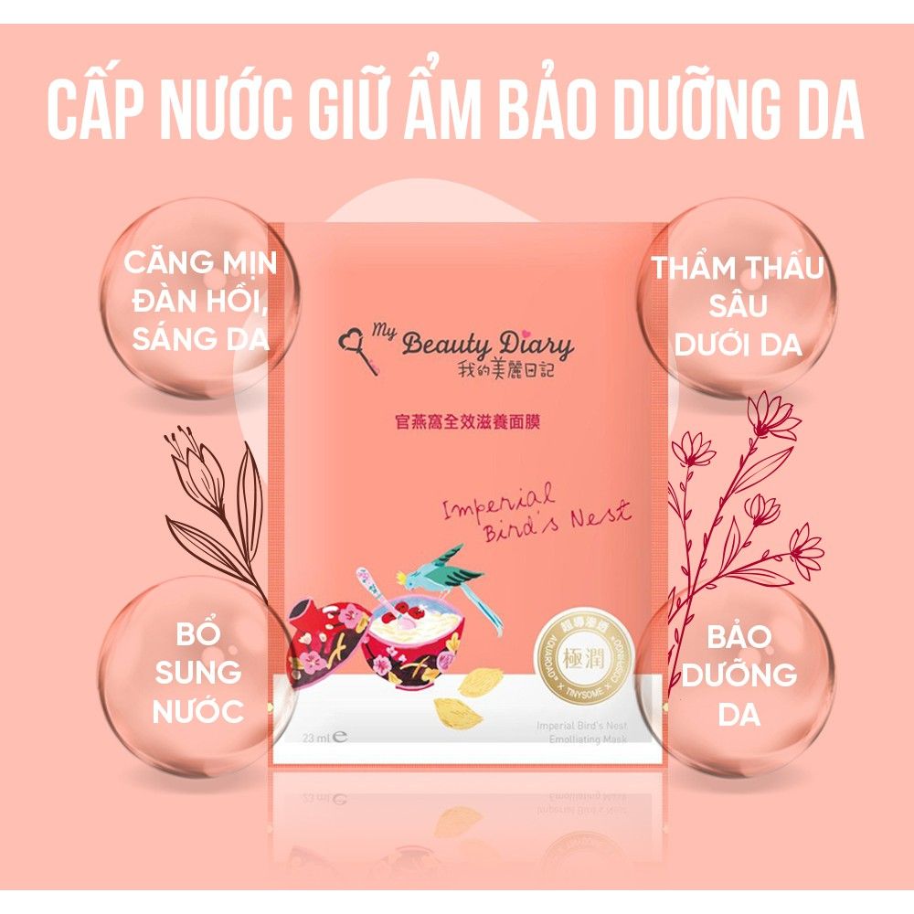 [ My Beauty Diary ] Hộp 8 miếng mặt nạ sáng mịn và dưỡng ẩm Imperial Birds Nest Emolliating Mask nhập khẩu chính hãng Đài Loan 23ml/miếng 