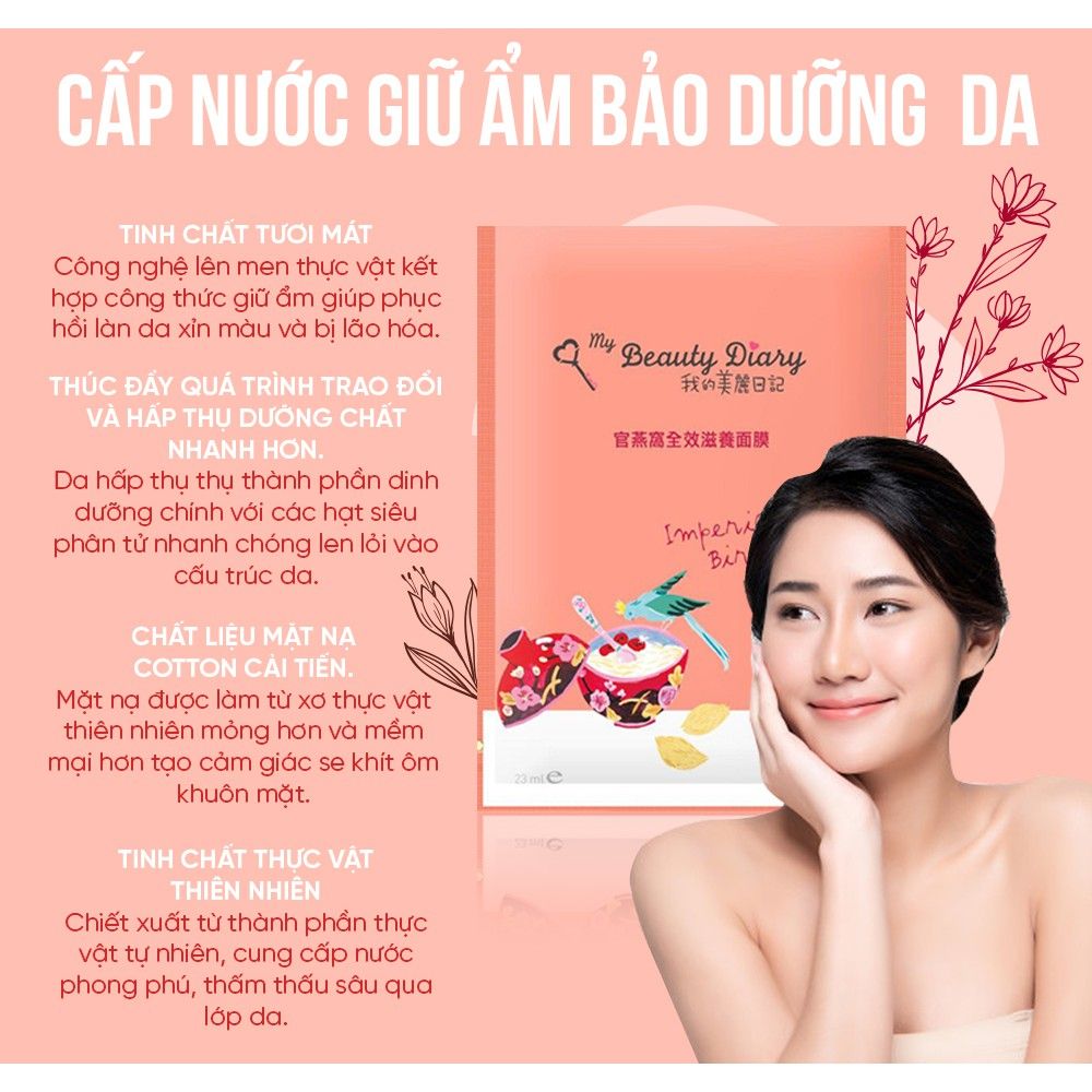  [ My Beauty Diary ] Hộp 8 miếng mặt nạ sáng mịn và dưỡng ẩm Imperial Birds Nest Emolliating Mask nhập khẩu chính hãng Đài Loan 23ml/miếng 