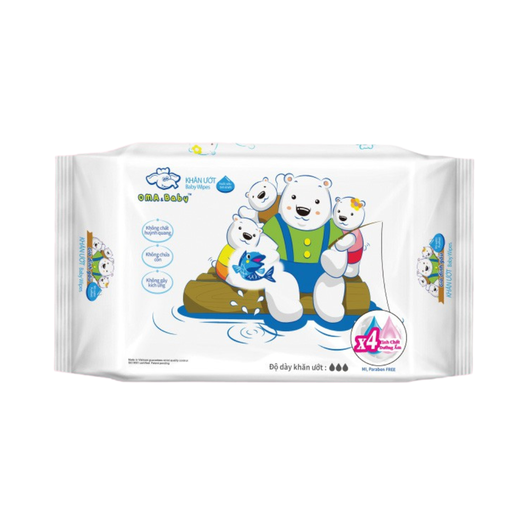  Khăn giấy ướt kháng khuẩn tinh khiết dành cho bé Oma & Baby không mùi 85tờ/gói 