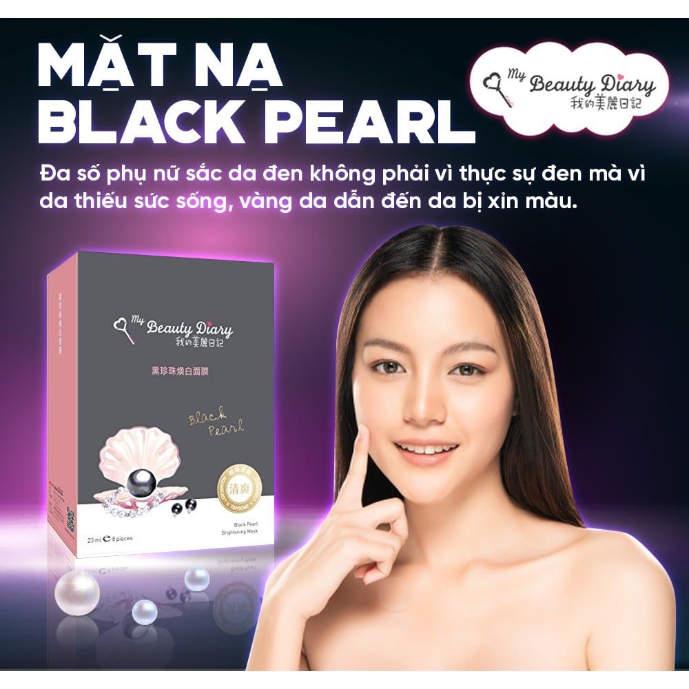  [ My Beauty Diary ] Hộp 8 miếng mặt nạ trắng sáng da cấp nước nuôi dưỡng da Black Pearl Brightening Mask nhập khẩu chính hãng Đài Loan 23ml/miếng 