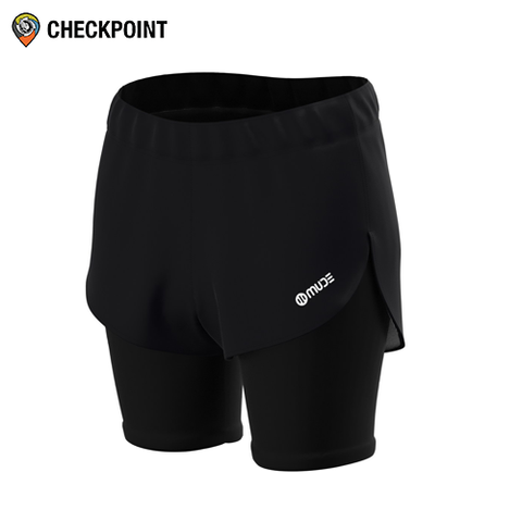  Quần thể thao nữ Mude All in One Running Solid Black Short 