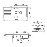 Chậu Rửa Bát Đá Hafele HS19-GED2S80 570.35.570 Có Bàn Chờ