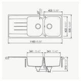 Chậu Rửa Bát Đá Hafele HS18-GED2R80 570.35.360 Có Bàn Chờ