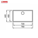Chậu Rửa Bát 1 Hố Konox Granite Sink Naros 760S Grey