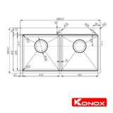 Chậu rửa bát 2 hố Konox KN8850TD