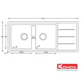 Chậu rửa bát 2 hố Konox Beta 1160