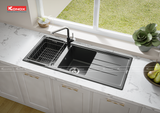 Chậu Rửa Bát 2 Hố Konox Granite Sink Phoenix 1160 Black