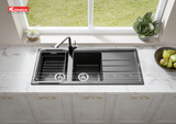 Chậu Rửa Bát 2 Hố Konox Granite Sink Phoenix 1160 Black