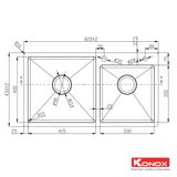 Chậu rửa bát 2 hố Konox Overmount sink KN8245DO