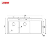 Chậu rửa bát 2 hố Konox Miro 1160