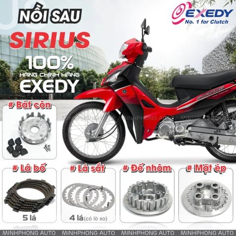 Bộ nồi sau xe SIRIUS - JUPITER ( Bát côn / Mâm ép / Lá bố / Lá côn ) Thương hiệu Exedy