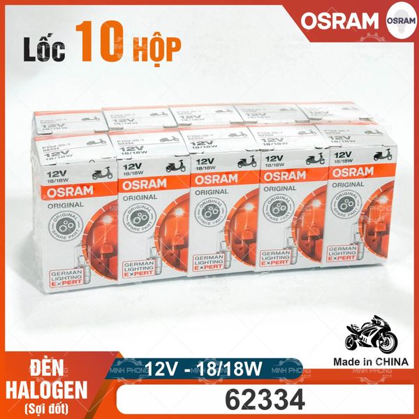 Đèn PHA HALOGEN xe máy OSRAM Mã 62334RV (18W/18W - 12V) (Hộp 10 Cái)