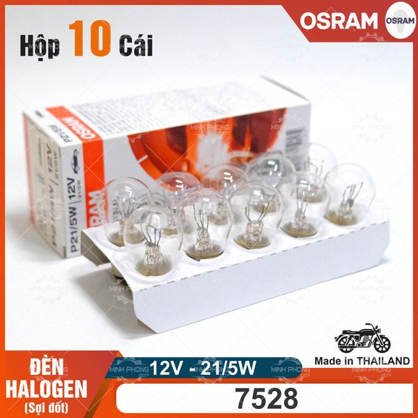 Đèn PHA HALOGEN xe máy OSRAM Mã 7528 (21W/5W - 12V) (Hộp 10 Cái)