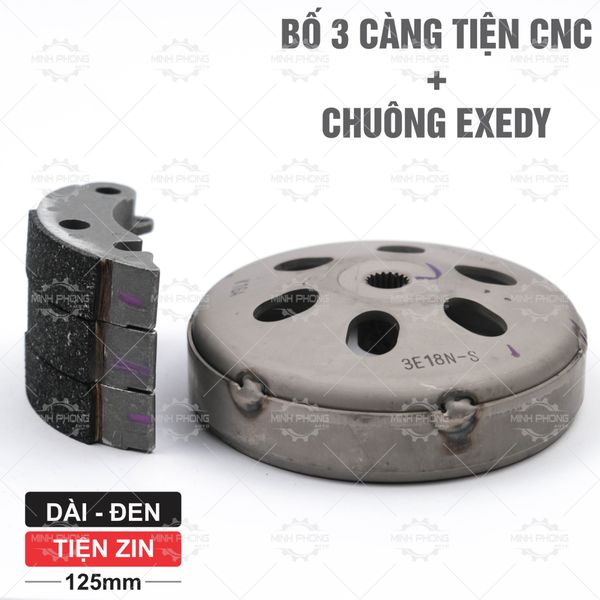 COMBO Chuông EXEDY + Bố 3 càng HONDA DÀI - ĐEN (TIỆN CNC)