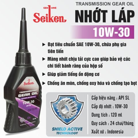 Nhớt hộp số / Nhớp láp xe máy SEIKEN 10W-30 / API SL