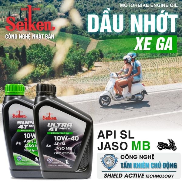 Dầu nhớt XE TAY GA SEIKEN 10W30 / 10W40  API SL Công nghê Nhật Bản (Giá sỉ 1 thùng 12 chai)
