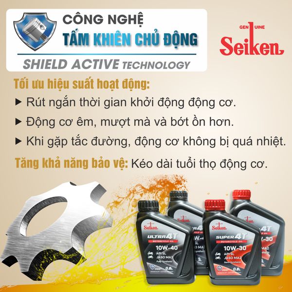 Dầu nhớt XE SỐ SEIKEN 10W30 / 10W40  API SL Công nghê Nhật Bản (Giá sỉ 1 thùng 12 chai)