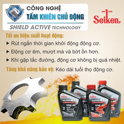 Dầu nhớt XE SỐ SEIKEN 10W30 / 10W40  API SL Công nghê Nhật Bản (Giá sỉ 1 thùng 12 chai)