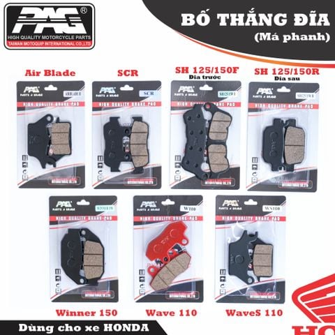 Bố thắng đĩa ( Má phanh ) thương hiệu PAG cho xe máy Honda/ Yamaha / SYM