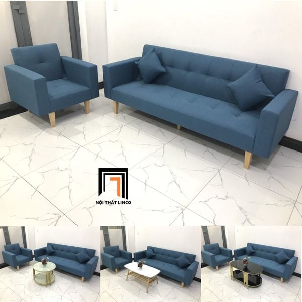 set ghế sofa phòng khách xanh dương