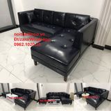  Mẫu sofa góc giả da cao cấp HCM | Ghế salon góc L simili xanh đen sang trong | Nội thất linco Sài Gòn 