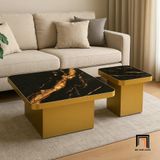  Cặp bàn trà kính vuông giả đá BTPK24 Perros sang trọng 