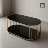  Bàn sofa hình oval mặt kính đen 2 tầng BTPK4 Neya 1m x 50 