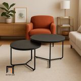 Cặp 2 bàn sofa mặt đá giá rẻ BTPK95 Batho phun sơn màu đen 