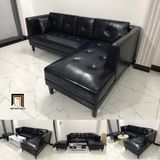  Ghế sofa góc L gia đình GT231 Ambelia 2m3 x 1m6 da giả đen 